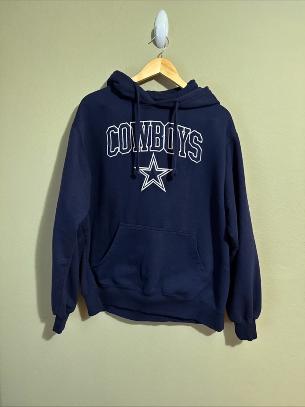Cowboys Navy Pullover Hoodie - Men's Team Sweatshirt -Size Large